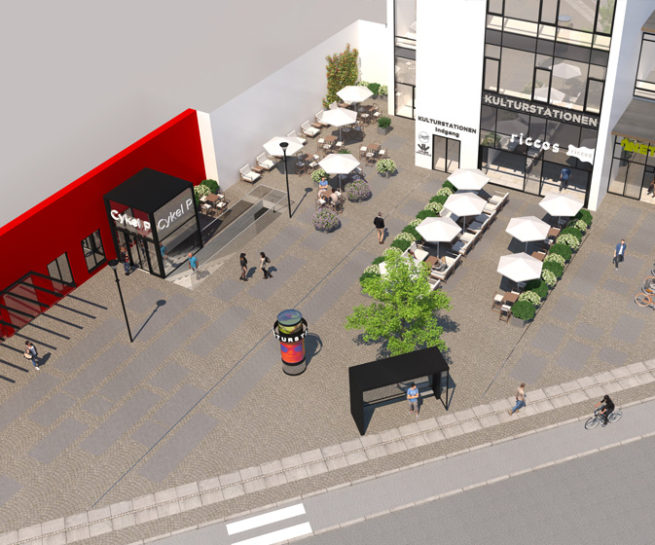 BE Arkitekter. Arkitekt. Vanløse. Forslag til hy parkering på Frode Jakobsens Plads i Vanløse